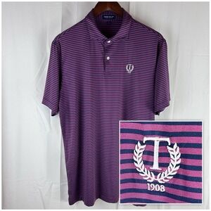 Peter Millar Crown Crafted Polo Shirt Mens‎ Large Purple Blue Striped
